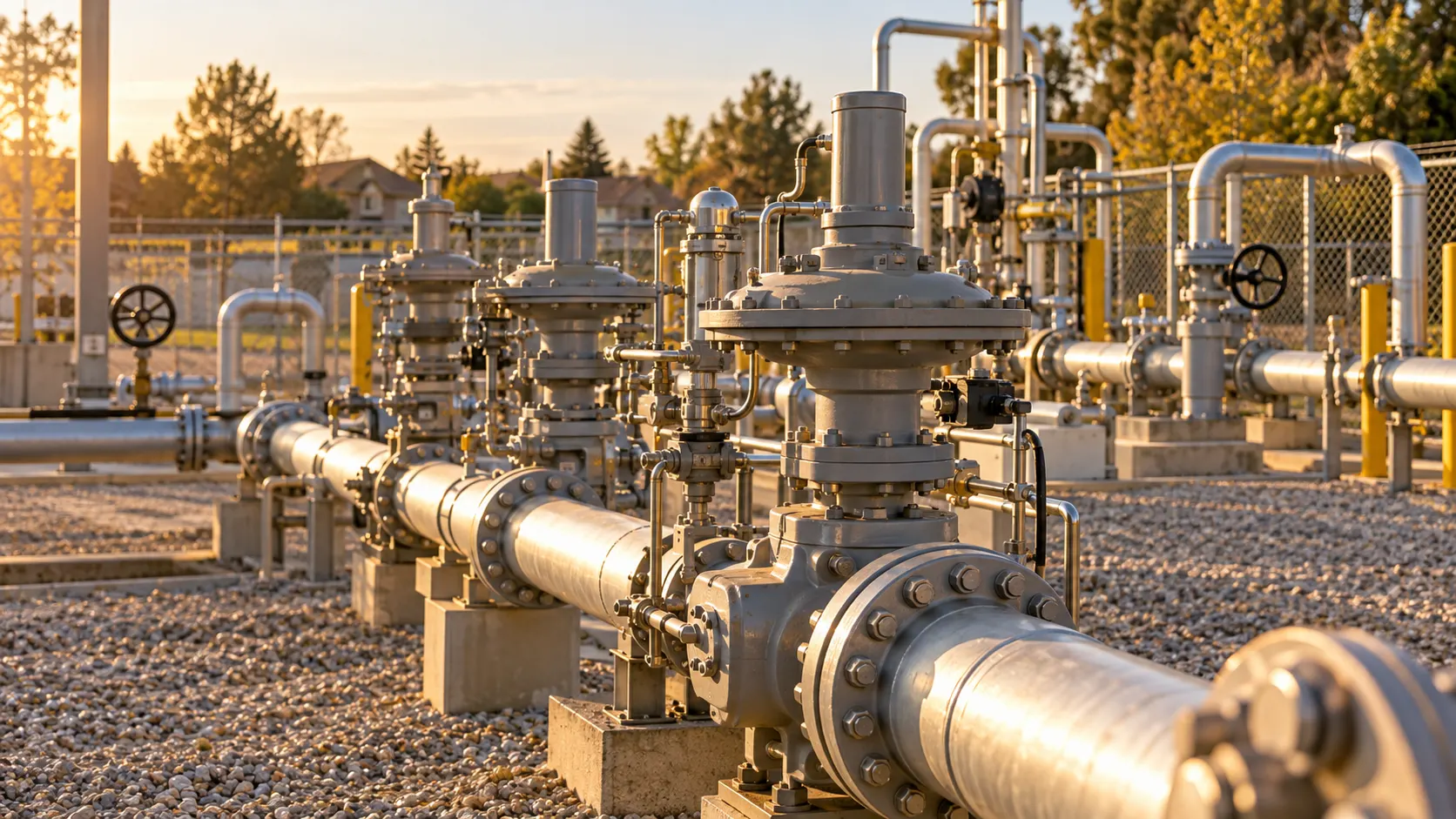Generic illustration of gas distribution pressure regulation infrastructure